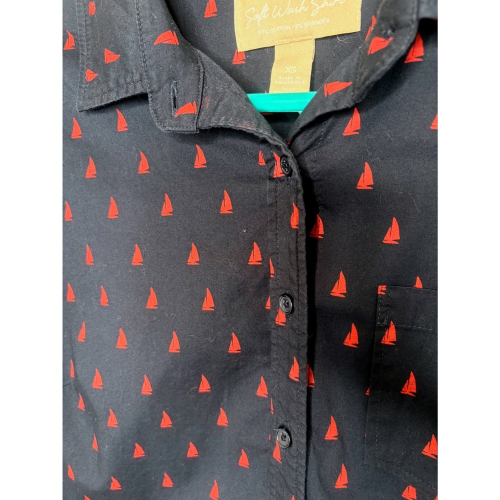 Banana Republic Soft Wash Sailboat Print Button Shirt XS Navy Stretch Cotton - Picture 4 of 7